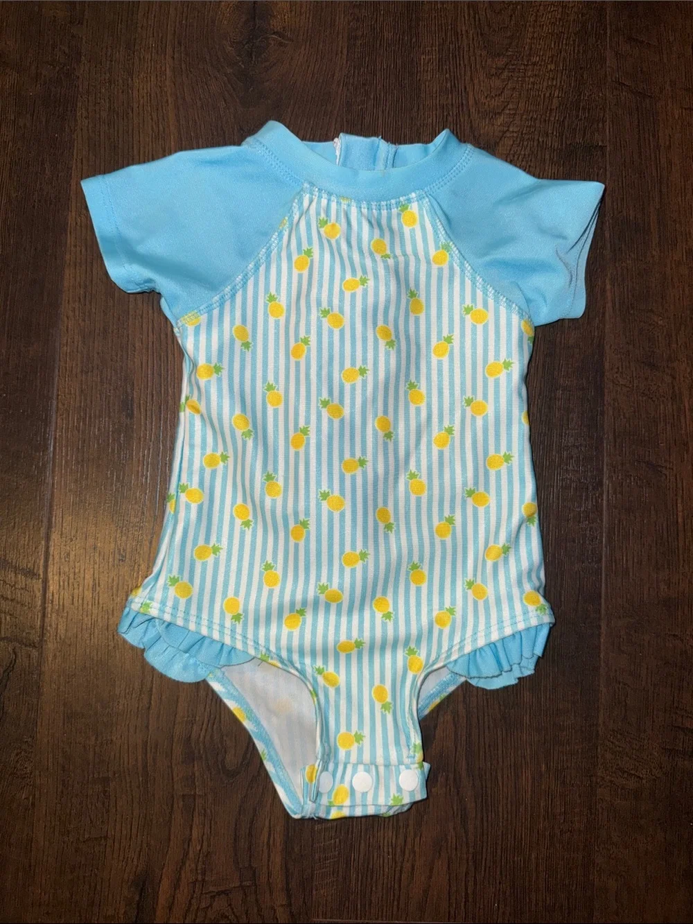 Floatimini Light Blue One-Piece Swimsuit with Yellow Lemon Print